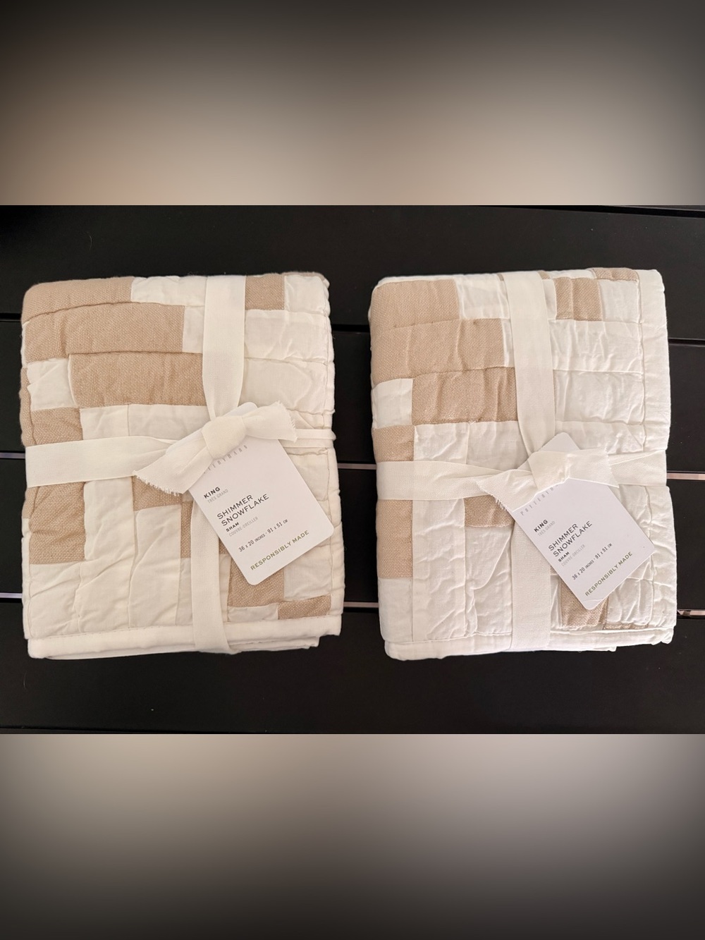 Pottery Barn set of 2 Shimmer Snowflake King size shams